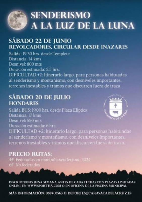 June 22 Night hike to the highest mountain in the Region of Murcia from Inazares in Caravaca de la Cruz