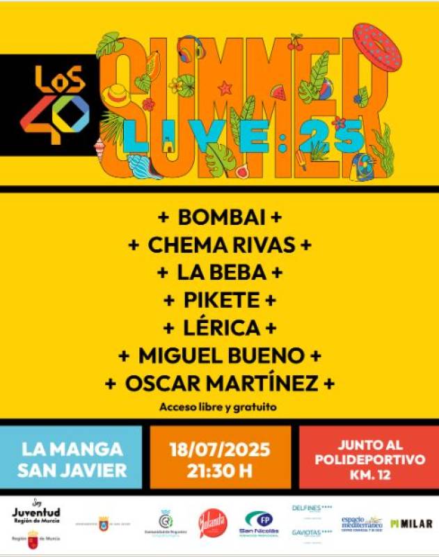 July 18 Free Los 40 Summer Live 2025 concert in La Manga