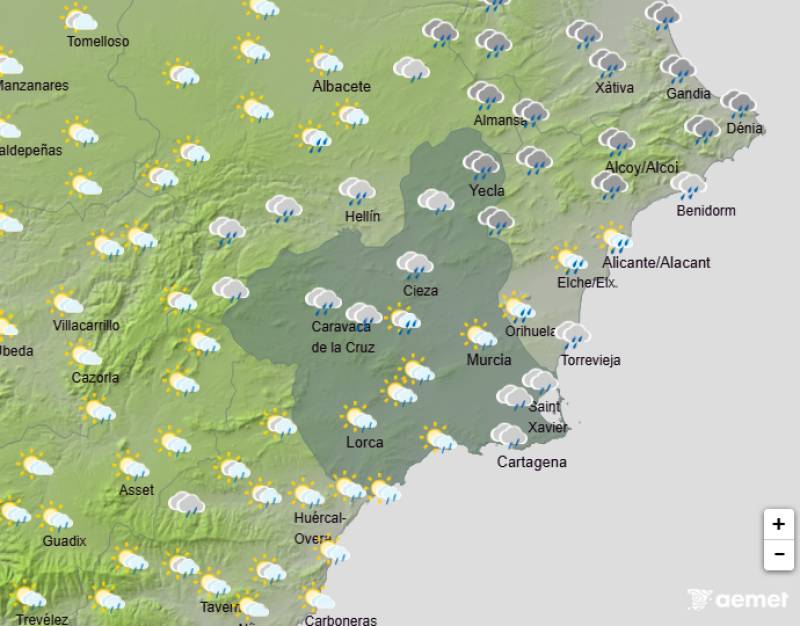Wintery weather this weekend: Murcia forecast October 9-12