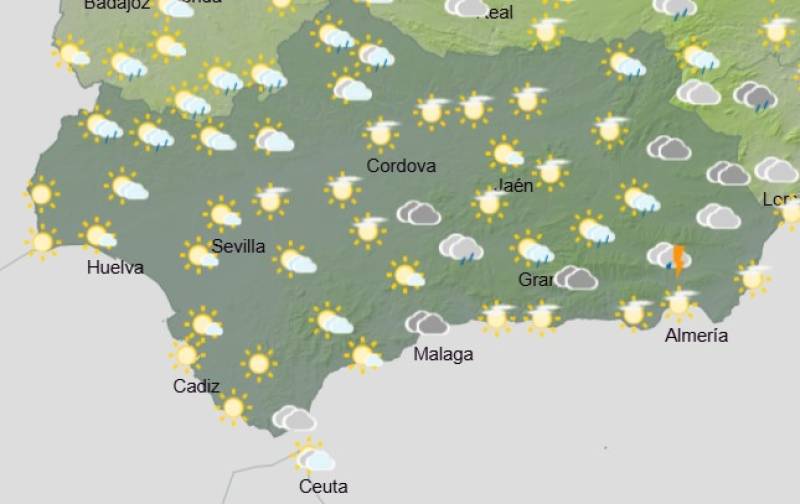 Andalucía weekend weather forecast October 16-19: Cloudy spells with showers and some breezy moments
