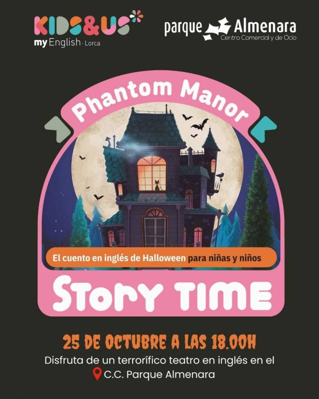 October 25 Free kids' storytime in English at Parque Almenara shopping centre, Lorca