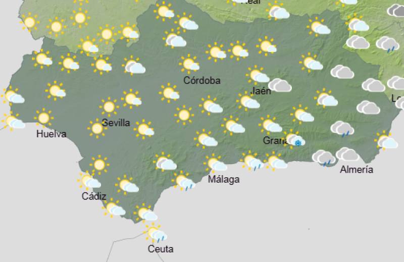 Andalucía weekly weather forecast December 22-28: Cool, cloudy skies with the odd shower and frosty nights