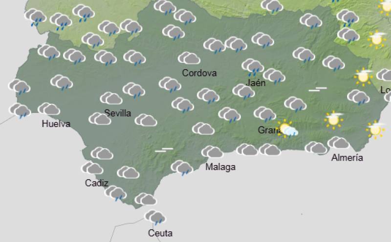 Andalucía weekend weather forecast January 29-February 1: Wet and windy with orange wind alerts