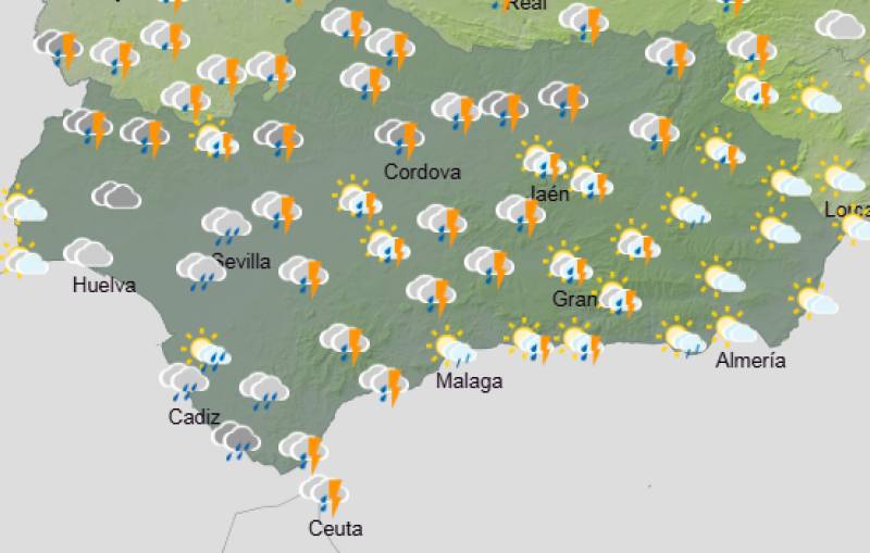 Andalucía weekly weather forecast February 2-5: Repeated bouts of rain, strong winds and some milder air