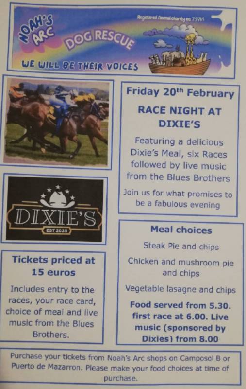 Friday February 20 Race night at Dixie's Camposol