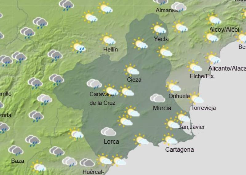 Still windy, but much drier with temps up to 26: Murcia weekly weather forecast February 9-12