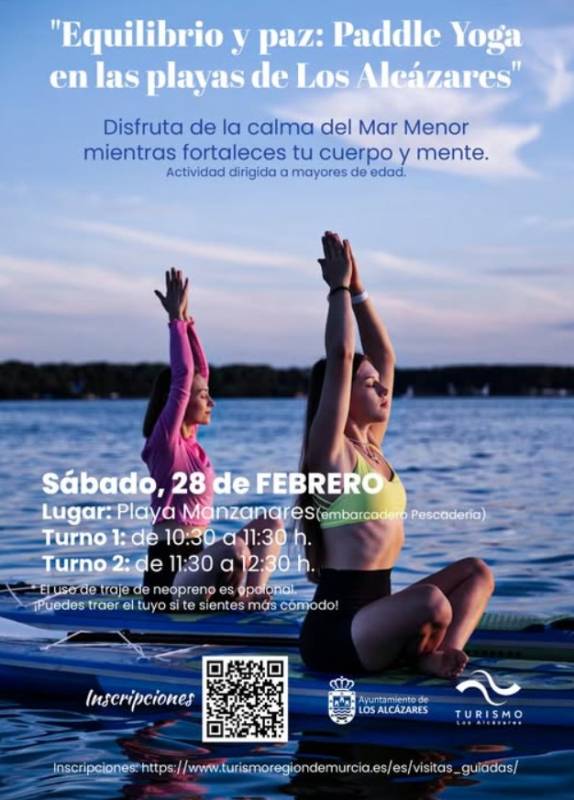 February 28 Free paddle yoga sessions in Los Alcázares 