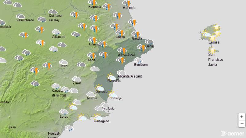 Muddy rain, wind alerts and thunderstorms on the way: Alicante weather forecast March 2-5